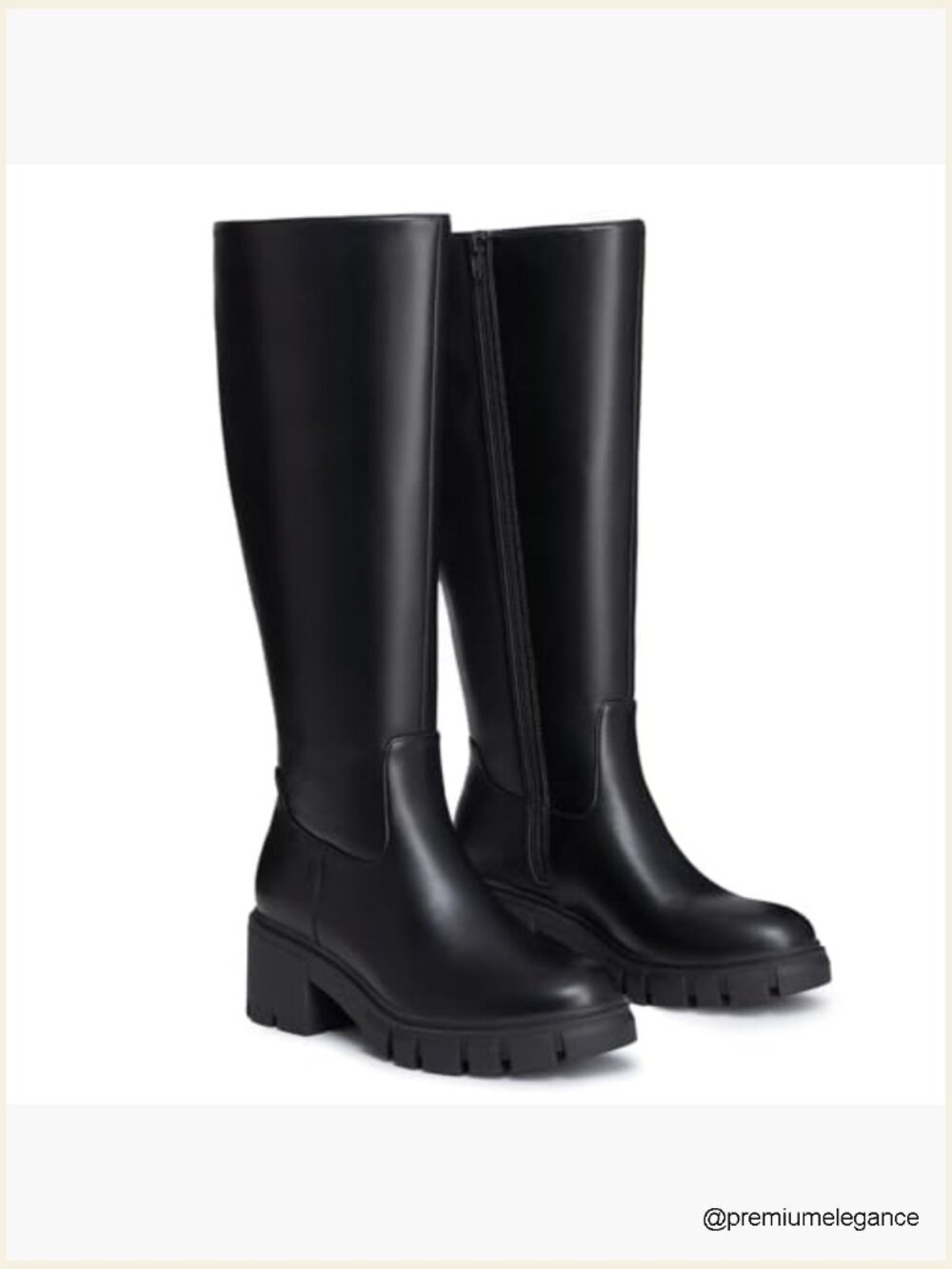 Round Toe Chunky Lug Sole Platform Knee High Boots Winter Tall Boots - Picture 4 of 7